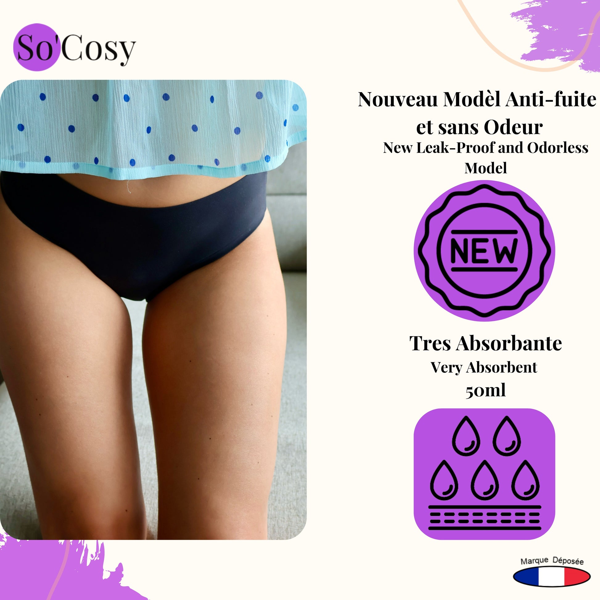 SoCosy Lot de 3 Culottes Menstruelles IRIS invisible - So'Cosy