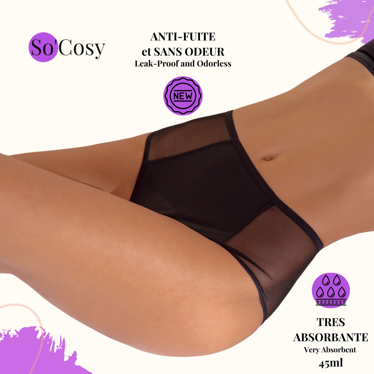 So’Cosy Lot de 3 Culottes Menstruelles ADRIA Taille Haute - So'Cosy